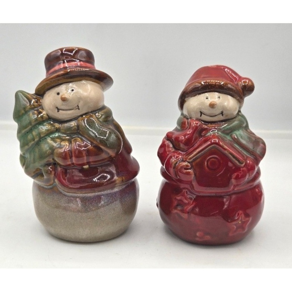 Vintage Target Ceramic Snowmen Salt and Pepper Shakers Set Holiday Decor